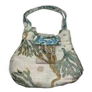 Tapestry Coastal Cottage Beach Purse Handmade Boho Shoulder Bag Coral Fish